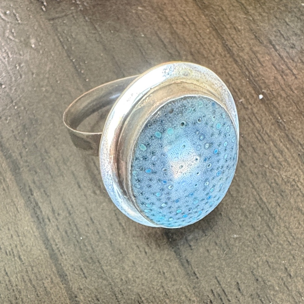 Artistic Silver Ring with Blue Stone - Picture 2 of 5